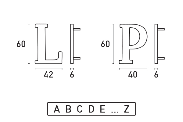 Letras 60mm (A ... Z) - ALUM�NIO
